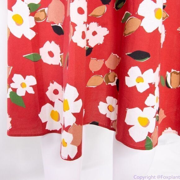 NWT kate spade botanical garden cotton midi skirt, Red and white, size Large - Picture 13 of 15